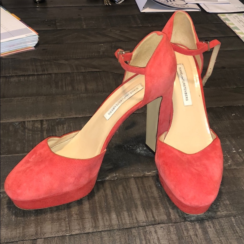 DVF Red Velvet Mary Jane Pumps